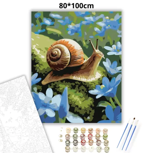 Kék virágok közt - számfestő készlet - Számfestő.hu - 80×100cm - Keretre feszítve