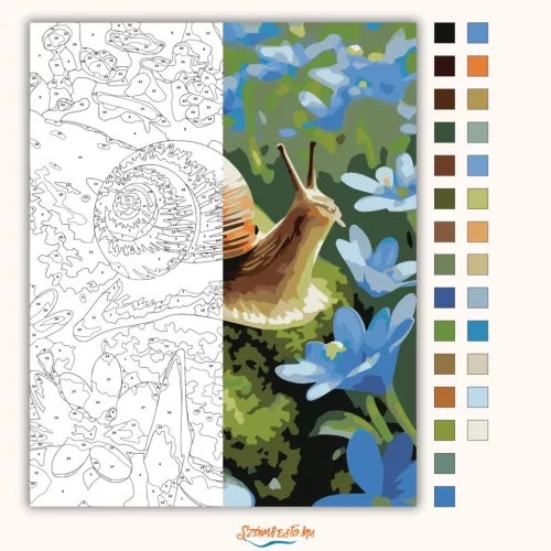 Kék virágok közt - számfestő készlet - Számfestő.hu - 40×50cm - Keret nélkül