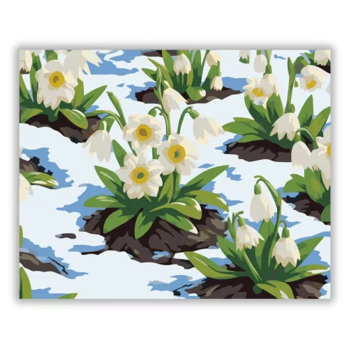 Tavaszi hunyor virágok - számfestő készlet - Számfestő.hu - 60×70cm - Keretre feszítve