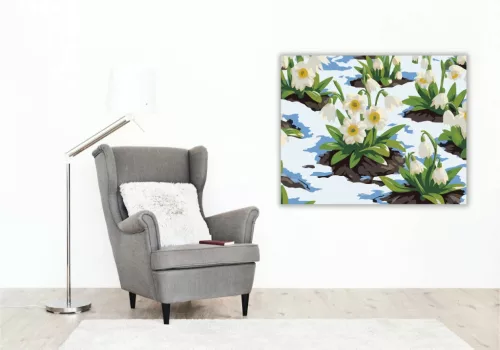 Tavaszi hunyor virágok - számfestő készlet - Számfestő.hu - 60×70cm - Keretre feszítve