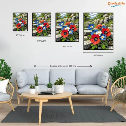 Napsütötte szellőrózsák - számfestő készlet - Számfestő.hu - 50×60cm - Keretre feszítve