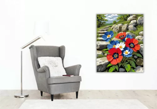 Napsütötte szellőrózsák - számfestő készlet - Számfestő.hu - 50×60cm - Keretre feszítve