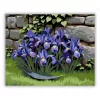 Tavaszi íriszek a kőfalnál - számfestő készlet - Számfestő.hu - 50×60cm - Keretre feszítve