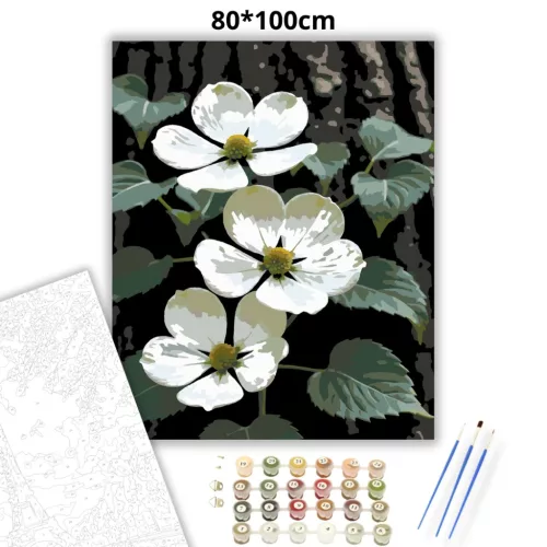 Tavaszi somvirágzás - számfestő készlet - Számfestő.hu - 80×100cm - Keret nélkül