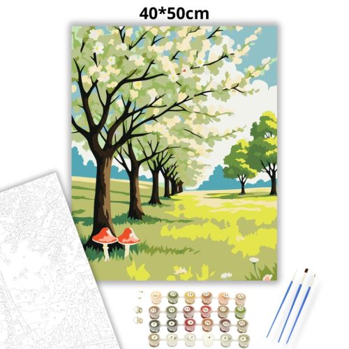 Derűs virágzó fasor - számfestő készlet - Számfestő.hu - 40×50cm - Keret nélkül