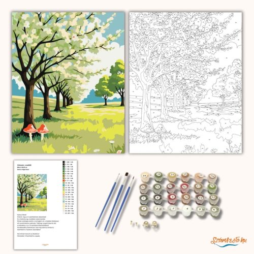 Derűs virágzó fasor - számfestő készlet - Számfestő.hu - 40×50cm - Keret nélkül