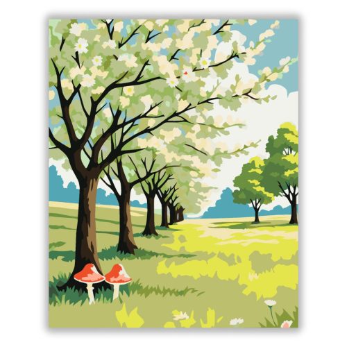 Derűs virágzó fasor - számfestő készlet - Számfestő.hu - 40×50cm - Keret nélkül