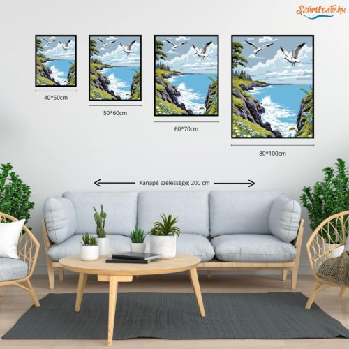 Hullámos sziklapart - számfestő készlet - Számfestő.hu - 60×70cm - Keret nélkül