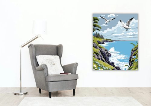 Hullámos sziklapart - számfestő készlet - Számfestő.hu - 80×100cm - Keret nélkül