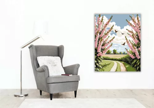 Tavaszi virágsövények - számfestő készlet - Számfestő.hu - 40×50cm - Keret nélkül