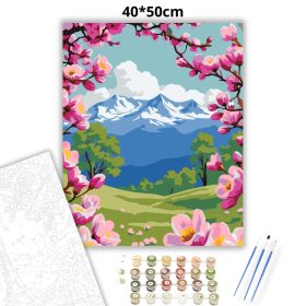 Tavaszi mandulavirágzás - számfestő készlet - Számfestő.hu - 40×50cm - Keret nélkül