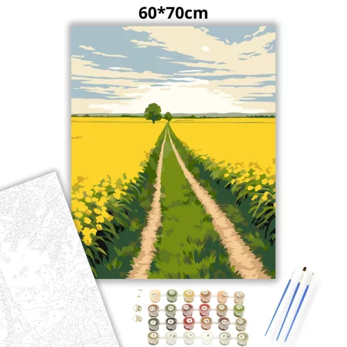 Ragyogó repcemezők - számfestő készlet - Számfestő.hu - 60×70cm - Keretre feszítve