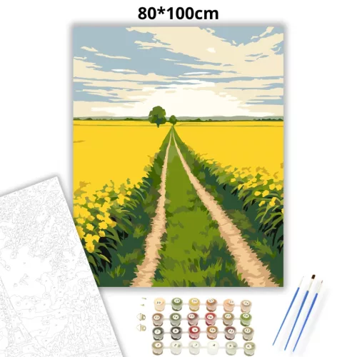 Ragyogó repcemezők - számfestő készlet - Számfestő.hu - 80×100cm - Keretre feszítve