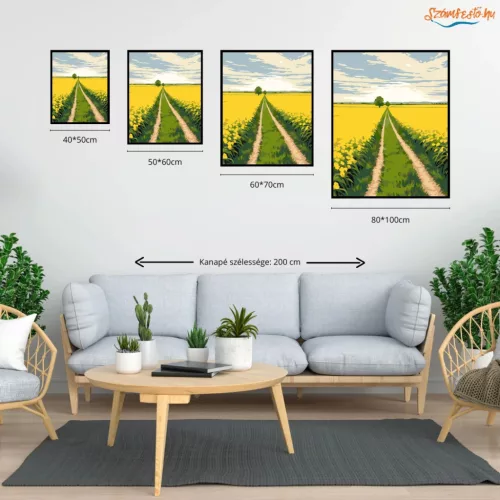 Ragyogó repcemezők - számfestő készlet - Számfestő.hu - 80×100cm - Keretre feszítve
