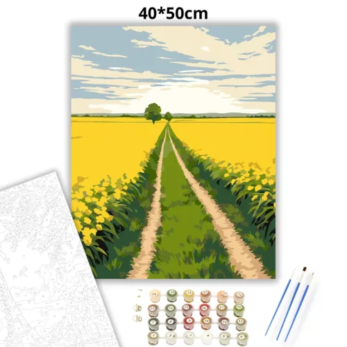 Ragyogó repcemezők - számfestő készlet - Számfestő.hu - 40×50cm - Keretre feszítve