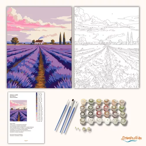 Alkonyi levendulaföld - számfestő készlet - Számfestő.hu - 40×50cm - Keret nélkül