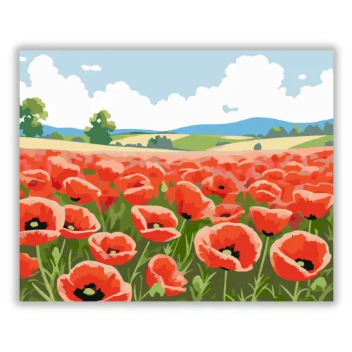 Tavaszi pipacstenger - számfestő készlet - Számfestő.hu - 50×60cm - Keretre feszítve