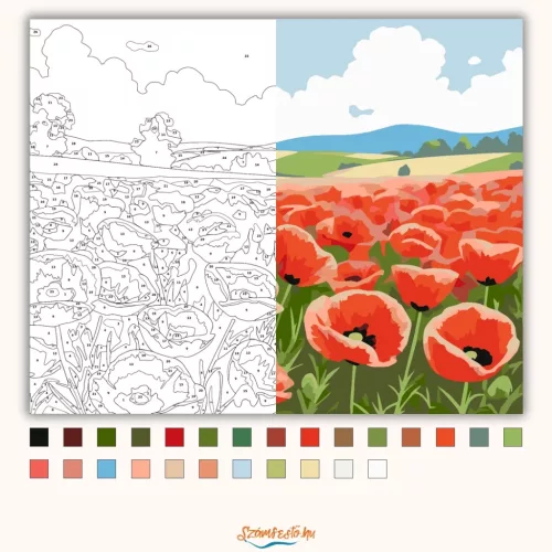 Tavaszi pipacstenger - számfestő készlet - Számfestő.hu - 60×70cm - Keret nélkül