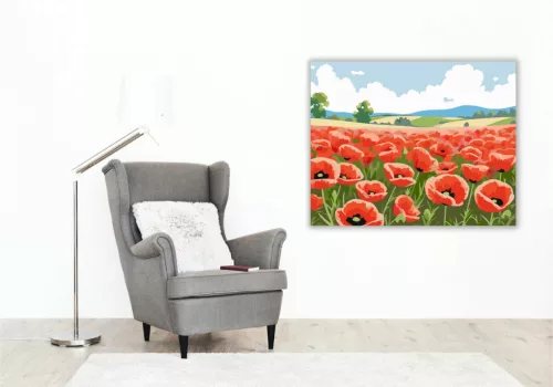 Tavaszi pipacstenger - számfestő készlet - Számfestő.hu - 80×100cm - Keret nélkül