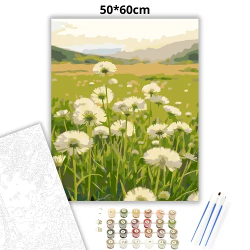 Derűs pitypangok - számfestő készlet - Számfestő.hu - 50×60cm - Keretre feszítve