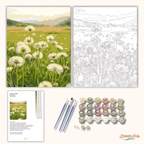 Derűs pitypangok - számfestő készlet - Számfestő.hu - 80×100cm - Keret nélkül