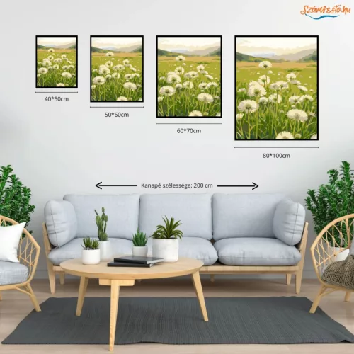 Derűs pitypangok - számfestő készlet - Számfestő.hu - 80×100cm - Keretre feszítve