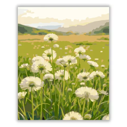 Derűs pitypangok - számfestő készlet - Számfestő.hu - 80×100cm - Keretre feszítve