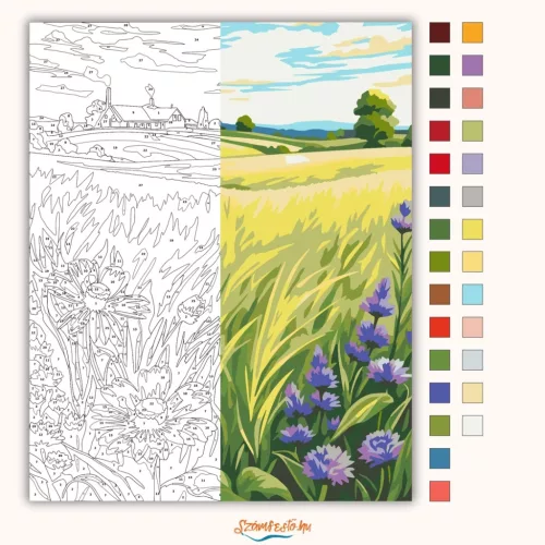 Csendes vidéki ház - számfestő készlet - Számfestő.hu - 50×60cm - Keret nélkül