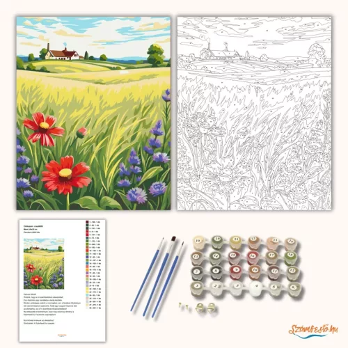 Csendes vidéki ház - számfestő készlet - Számfestő.hu - 60×70cm - Keret nélkül