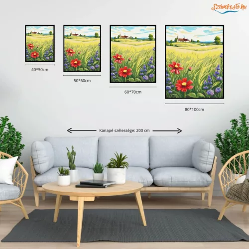 Csendes vidéki ház - számfestő készlet - Számfestő.hu - 60×70cm - Keretre feszítve