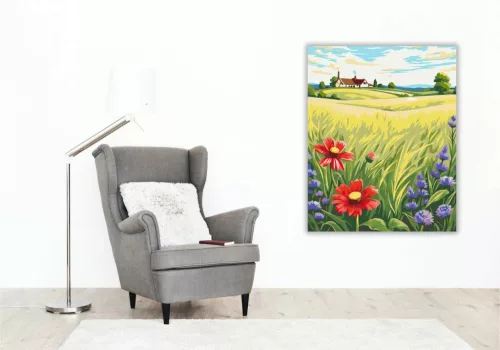 Csendes vidéki ház - számfestő készlet - Számfestő.hu - 80×100cm - Keretre feszítve