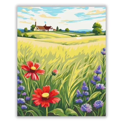 Csendes vidéki ház - számfestő készlet - Számfestő.hu - 40×50cm - Keret nélkül