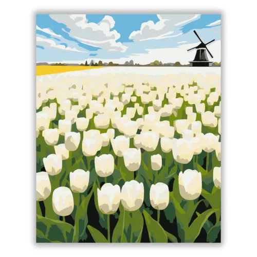 Üde tulipánmező - számfestő készlet - Számfestő.hu - 50×60cm - Keret nélkül
