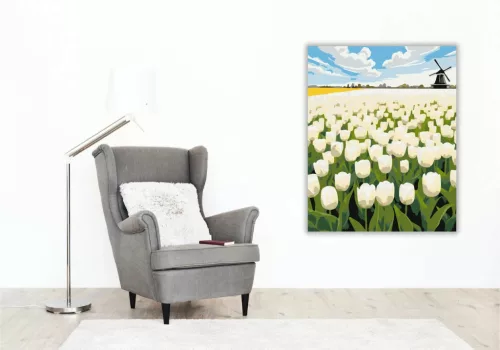 Üde tulipánmező - számfestő készlet - Számfestő.hu - 60×70cm - Keret nélkül