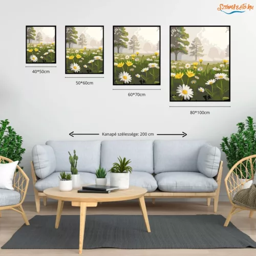 Párás vadvirágos rét - számfestő készlet - Számfestő.hu - 80×100cm - Keretre feszítve