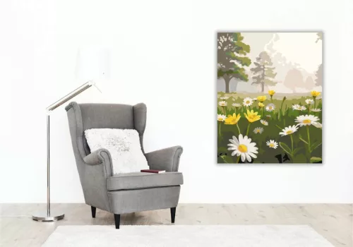 Párás vadvirágos rét - számfestő készlet - Számfestő.hu - 40×50cm - Keretre feszítve