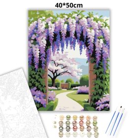 Tavaszi lilaakácos boltív - számfestő készlet - Számfestő.hu - 40×50cm - Keret nélkül
