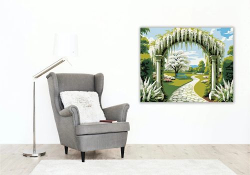 Tavaszi kerti boltív - számfestő készlet - Számfestő.hu - 50×60cm - Keretre feszítve