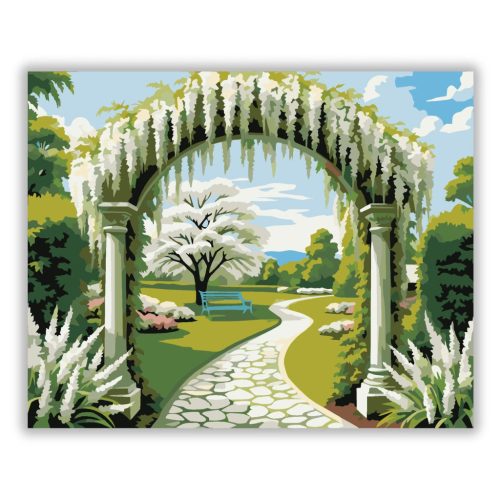 Tavaszi kerti boltív - számfestő készlet - Számfestő.hu - 80×100cm - Keret nélkül