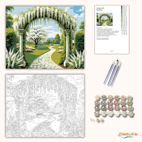 Tavaszi kerti boltív - számfestő készlet - Számfestő.hu - 40×50cm - Keret nélkül