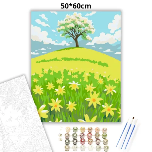 Napfényes dombtető - számfestő készlet - Számfestő.hu - 50×60cm - Keretre feszítve