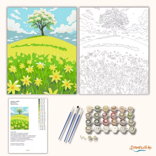 Napfényes dombtető - számfestő készlet - Számfestő.hu - 60×70cm - Keretre feszítve