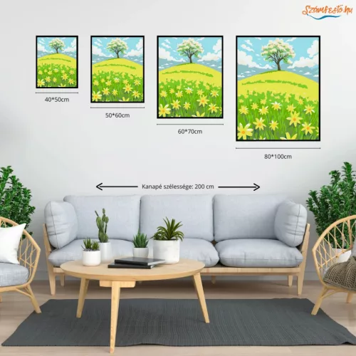 Napfényes dombtető - számfestő készlet - Számfestő.hu - 60×70cm - Keret nélkül