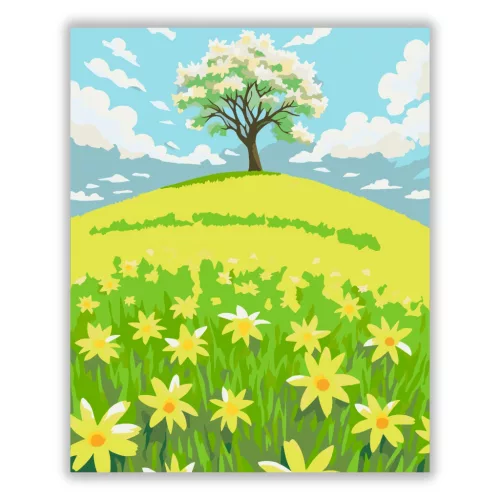 Napfényes dombtető - számfestő készlet - Számfestő.hu - 60×70cm - Keretre feszítve