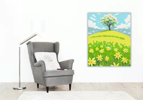 Napfényes dombtető - számfestő készlet - Számfestő.hu - 40×50cm - Keretre feszítve