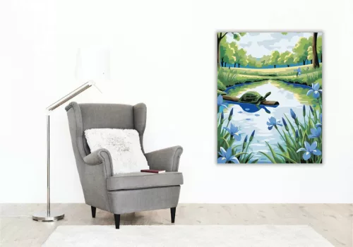 Teknős pihenő - számfestő készlet - Számfestő.hu - 50×60cm - Keretre feszítve