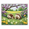Tavaszi süncsalád - számfestő készlet - Számfestő.hu - 40×50cm - Keretre feszítve