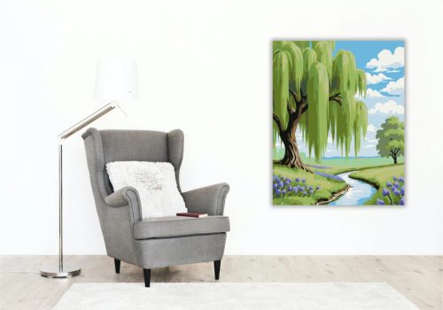 Tavaszi fűzfa - számfestő készlet - Számfestő.hu - 50×60cm - Keretre feszítve