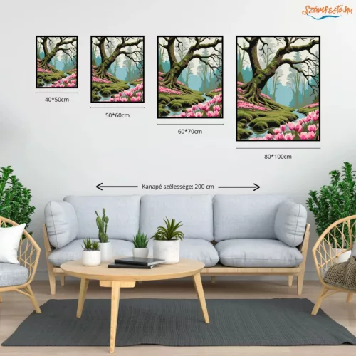 Virágzó ciklámenek - számfestő készlet - Számfestő.hu - 80×100cm - Keret nélkül