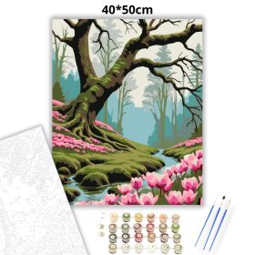 Virágzó ciklámenek - számfestő készlet - Számfestő.hu - 40×50cm - Keret nélkül